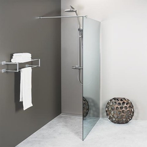 Evenes Walk-In Elja shower enclosure with wall pr.+rodist. round, 1480x2000x8mm ESG mirror lic New