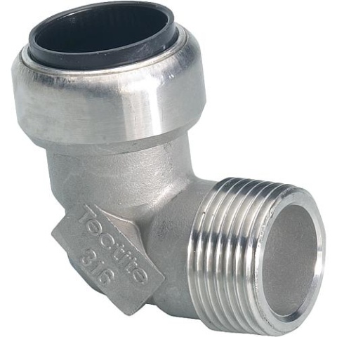 Aalberts stainless steel plug fitting transition angle 90° (i/AG) 15 x 1/2"" TS092G1512 NEW