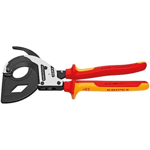 Coupe-câble KNIPEX principe du cliquet VDE, isolé, longueur : 320mm, 3 vitesses automatiques 95 36 320 NOUVEAU