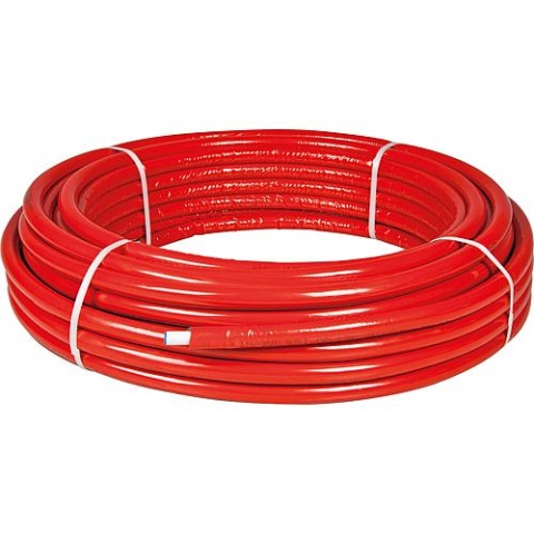 Tubo compuesto metálico en rollos 20x2mm con aislamiento rojo,10mm PU = 50m, EnEV 50% NUEVO