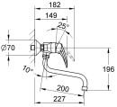 Evenes Swingo mezclador de fregadero de pared con caño giratorio Proyección total 227mm Nuevo