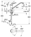 Evenes wastafelmengkraan ND Swingo2 verchroomd, draaibaar. Gegoten uitloop Projectie 247 mm Nieuw