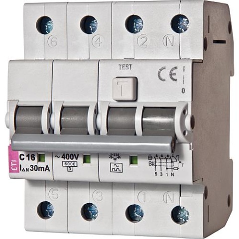 ETI Interrupteur FI/LS KZS-4M, 3 pôles+N, B20A,30mA, 6kA, type A 2174905 NOUVEAU