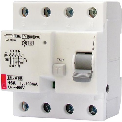 ETI RCD-schakelaar EFI-4B, 4-polig, 25A,300mA, type B, korte tijd vertraagd 2064652 NIEUW