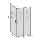 Cabina doccia angolare Eloa 2.0 975-990 mm H: 1950 mm 6 mm vetro ETC 2x porta + 2x parte fissa GMX0005T50LA+GMX0005 NUOVO