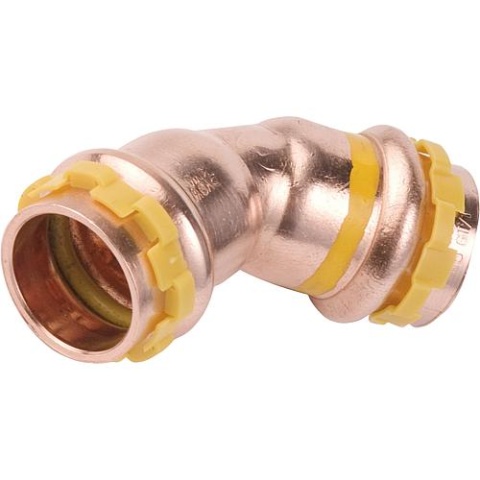 Aalberts Kupfer Pressfitting Gas V-Contur coude 45°, Ø 22 mm, PG 5041 Gas, i/i 5041VG22 NOUVEAU