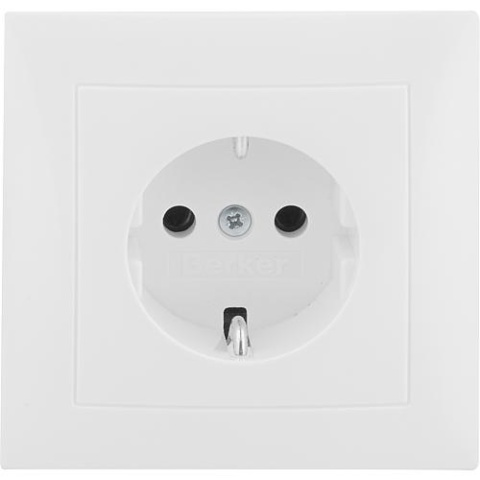 Berker inbouw wandcontactdoos SCHUKO 47428989, met afdekplaat poolwit, glanzend, 1 stuk 23062070 NIEUW