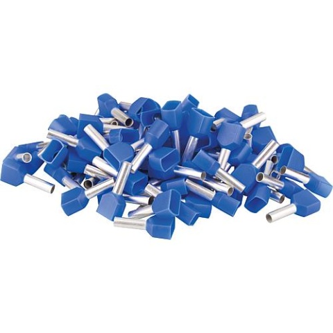 WKK fastening materials twin wire end ferrules insulated 2.5 x 18.5 blue, bag a 100 pieces NEW