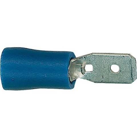 WKK Bevestigingsmateriaal vlakke plug halfgeïsoleerd 2,5 mm², 6,3 x 0,8 mm kleur blauw, PU = 100 stuks NIEUW