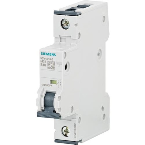 Siemens Leitungsschutzschalter Siemens, 10KA, 1-polig, B16A, 5SY4116-6 5SY4116-6 NEU