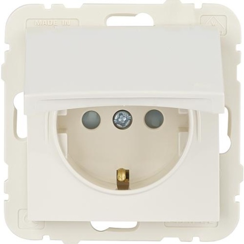 Efapel Schuko socket outlet,w. Flush-mounted, old white, incl. hinged cover NEW