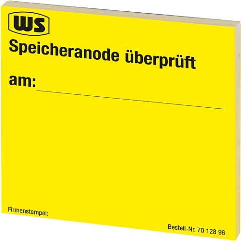 Wartungsaufkleber Speicheranode 1 Block a 50 Stk. gelb NEU