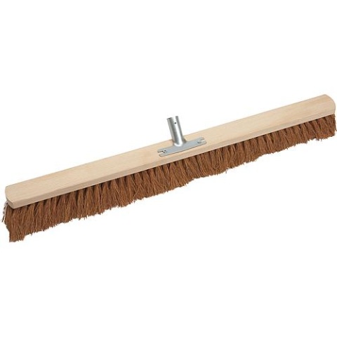 Rothweiler Hall Broom 80cm Wood 7-Row Coir Trim with Metal Holder NEW