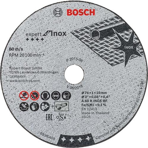 Bosch cutting disc for stainless steel d=76mm, PU = 5 pieces 2608601520 NEW