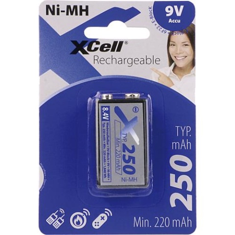 Éléments de batterie Xcell Ni-MH (bloc 9V) 250 mAh 1 blister NEUF