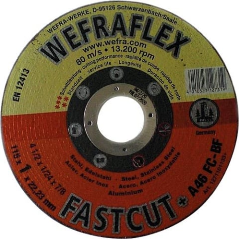 WEFRA Disco de corte Fastcut recto para metal 115 x 1 x 22 mm 1271101133 NUEVO