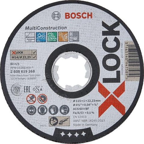 Bosch Trennscheibe für versch. Materialien mit X - Lock Aufnahme Ø 115 x 1,0 mm NEU