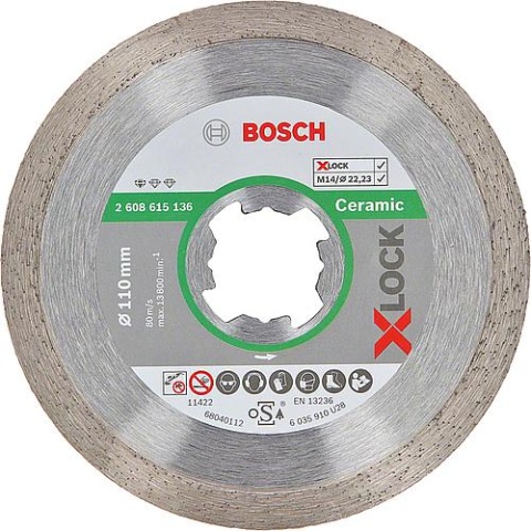 Disque à tronçonner diamanté Standard for Ceramic Bosch avec logement X - Lock Ø 115 mm NOUVEAU