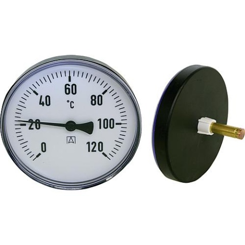 AFRISO Bimetal dial thermometer 0-120 °C d = 100mm, plastic housing with probe 40mm 63684T NEW