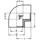 PVC-U - Kleefverbinding hoek 90°, 32 mm, kleefmof aan...