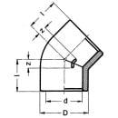 PVC-U - Klebefitting Winkel 45°, 20 mm, beidseitig Klebemuffe 621.15.01.20 NEU