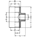 PVC-U - Adhesive sleeve T-piece reduced, 63x40x63mm, adhesive sleeve on all sides 621.20.01.63.40 NEW