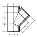 PVC-U - Adhesive fitting branch 45°, 32 mm, adhesive socket on all sides 621.25.01.32 NEW