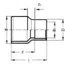 PVC-U - Adhesive fitting reduction long, 50 x 25 mm, with adhesive socket 621.91.03.50.25 NEW