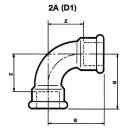 Hermann Schmidt Raccord en fonte malléable galvanisé No.2A Courbe courte I/I d = 1 NOUVEAU