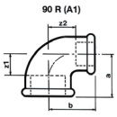 ATUSA Malleable iron fitting galvanised no.90R Angle red....