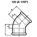 Hermann Schmidt ksztaltka z zeliwa ciagliwego ocynkowana nr 120 Kat I/I 45° d = 1/2 NOWOSC