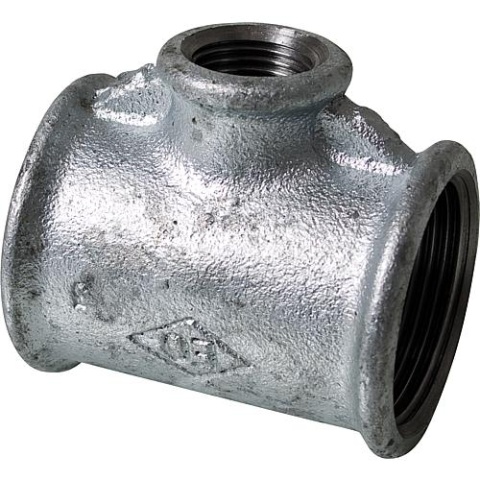 Hermann Schmidt malleable cast iron fitting galvanised No.130R T-piece reduced d = 3/4x1/2x1/2 NEW