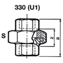 Herraje de hierro maleable galvanizado No.330 Conexión de tornillo, sellado plano d = 1 1/4 NUEVO