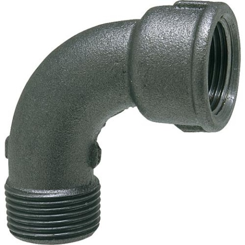 Hermann Schmidt malleable cast iron fitting, black 90° bend, short, 1 (i/a) type 1A NEW