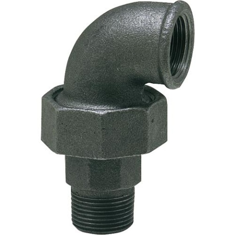 Hermann Schmidt malleable cast iron fitting, black Elbow fitting 1 (i/a) Type 97, flat-sealing NEW