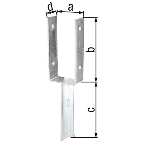 U-vormige paalsteun, T-ijzer, 91x200mm, thermisch verzinkt 216771 NIEUW