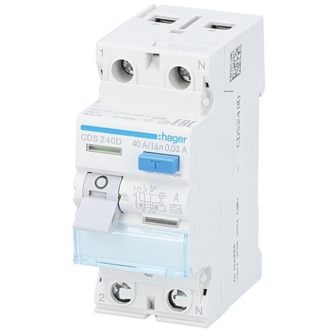 hager RCD Hager 2p, typ A, 40A, 30mA, 6kA, CDS240D QuickConnect NOWOŚĆ