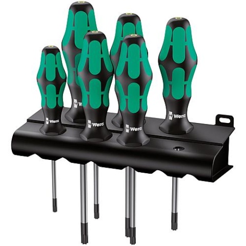 Wera Juego de destornilladores WERA 6 piezas,Kraftform Plus - Serie 300 TORX con agujero NUEVO