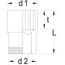 GEDORE doppen GEDORE 1/2" inbus, kort, SW 12,0mm lengte 38mm NIEUW