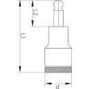 GEDORE końcówka wkrętakowa GEDORE 1/2" gniazdo sześciokątne z końcówką kulistą SW 14.0mm długość 60mm NOWOŚĆ