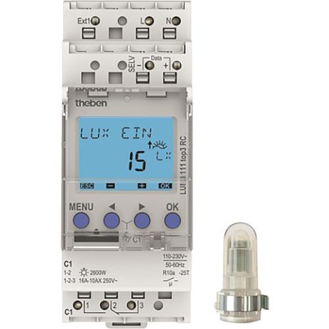 theben wyłącznik zmierzchowy LUNA 111 top3 AL, 220-240V natynkowy czujnik światła, cyfrowy NOWOŚĆ