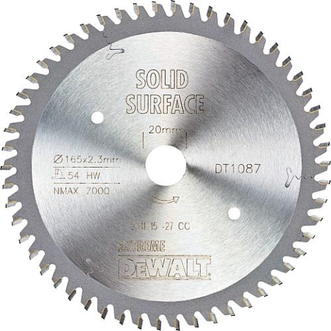 Lame de scie circulaire DeWalt Ø165x20x2,3mm avec 54 dents NOUVELLE