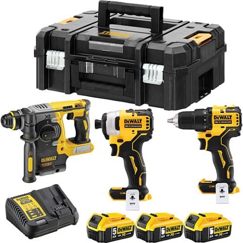 Kit de batterie 3 pièces DeWalt, y compris perceuse-visseuse, visseuse à percussion et marteau perforateur NOUVEAU