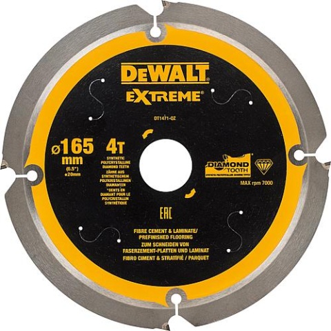 DeWalt cirkelzaagblad Ø165x20x1,6mm met 4 tanden NIEUW