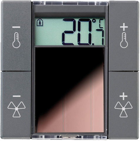 Thermokon SR06 LCD rH 4T BTyp1 antracita sin marco Unidad de control de habitaciones con temperatura por radio + Fe NUEVO