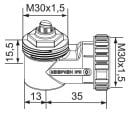 Imi Hydronic Heimeier Winkelanschluss M30 x 1,5mm...