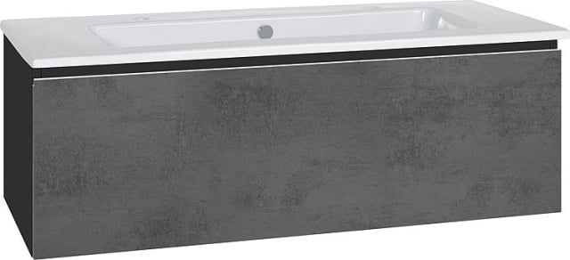 Evenes vanity unit + ceramic washbasin series ELA body black smt front concrete dark, 1210x420x510mm NEW