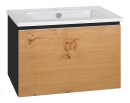 Evenes meuble sous-vasque + lavabo en céramique série ELA corps noir smt façade blanc décor brillant, 610x420x510mm NOUVEAUTÉ