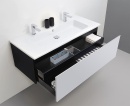 Monoblocco Evenes + lavabo in ceramica serie ELA corpo nero smt fronte bianco decoro lucido, 1210x420x510mm NUOVO