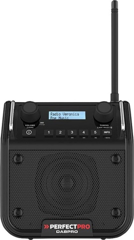 PERFECTPRO radio da cantiere Dabpro 1x4 W, FM, DAB+, Bluetooth 1,5 kg, 180x180x130 mm NUOVO